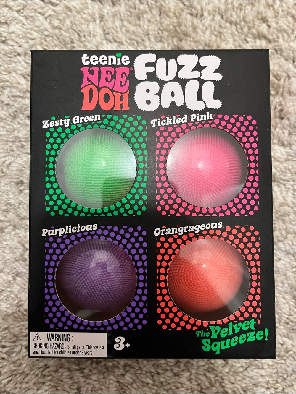 teenie NEE DOH Fuzz Ball 4-Pack - Green, Pink, Purple, Orange